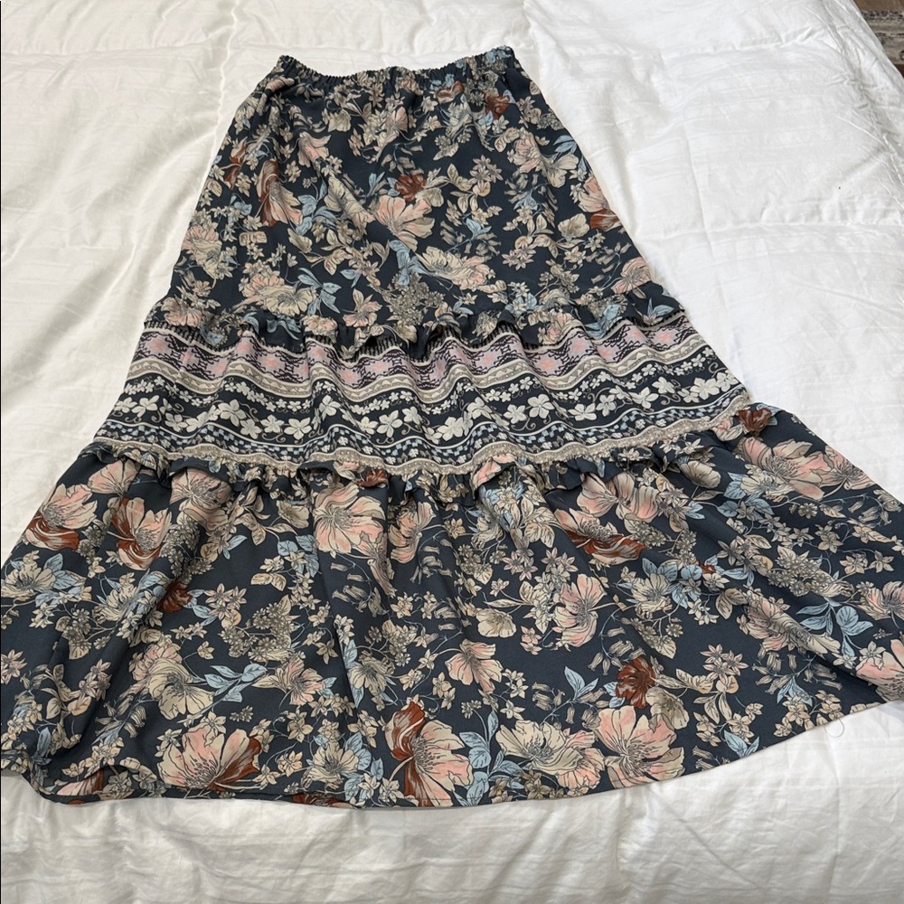 Sienna Sky Navy Floral Maxi Skirt